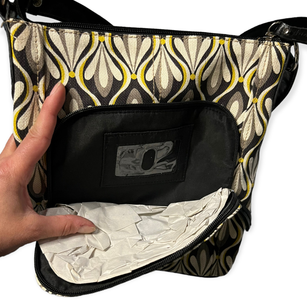 Relic Women's Black, Cream, Gray & Yellow Canvas & Faux Leather Crossbody Bag999 - Picture 8 of 11